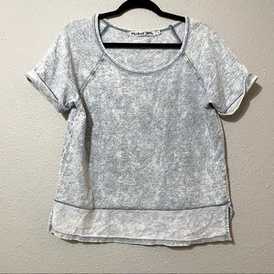 Michael Stars Blue Space Dye Short Sleeve Scoop Neck Blouse M